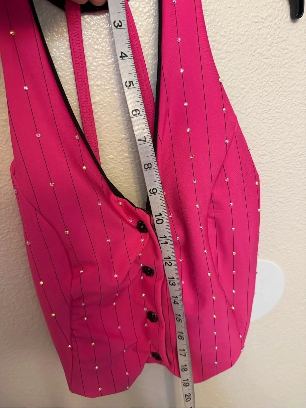 Kelle dance costume 2 piece hot pink jazz rhinestoned ALL THAT PINK 4215 MA adlt - Picture 12 of 13